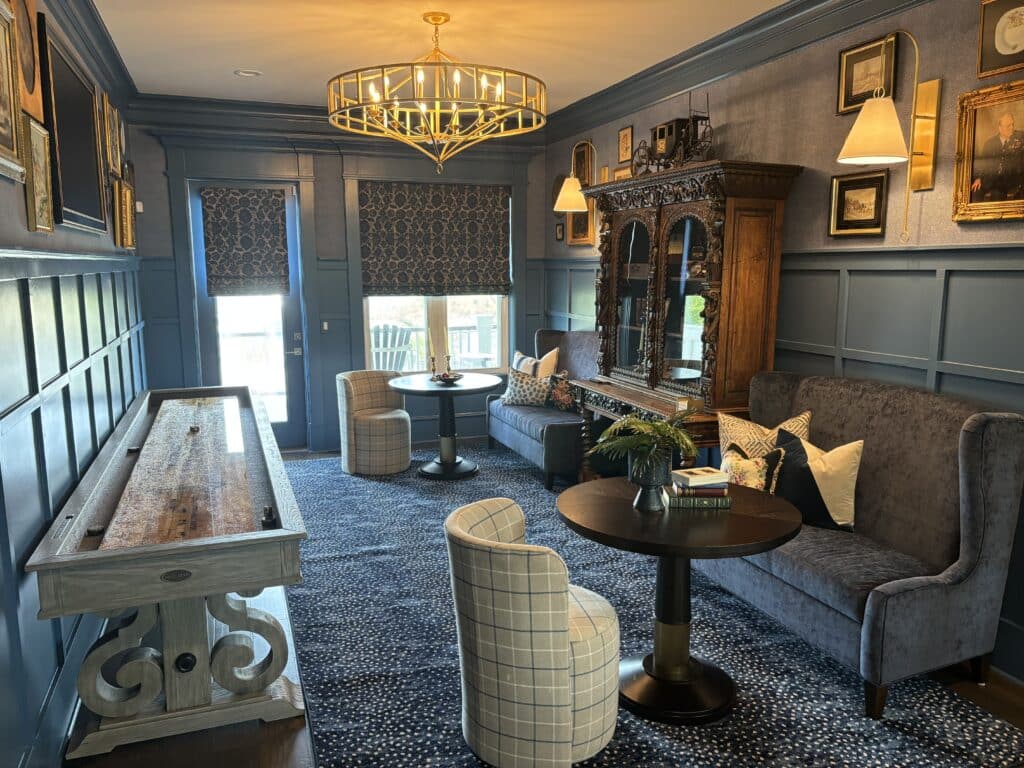 blue toned sitting room interior design