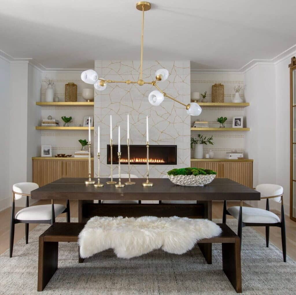 gold detailed dining room interior design